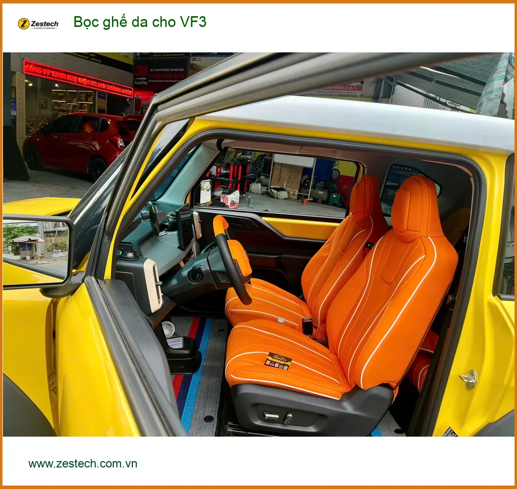Chị Diễm Quỳnh bọc ghế da VinFast VF3 Quận 5 để nội thất thêm đẳng cấp