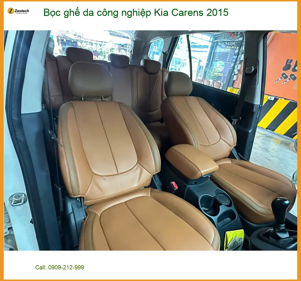 Chị Thảo bọc ghế da công nghiệp Kia Carens 2015 Quận 1 để nội thất luôn sạch đẹp ảnh thực tế 5