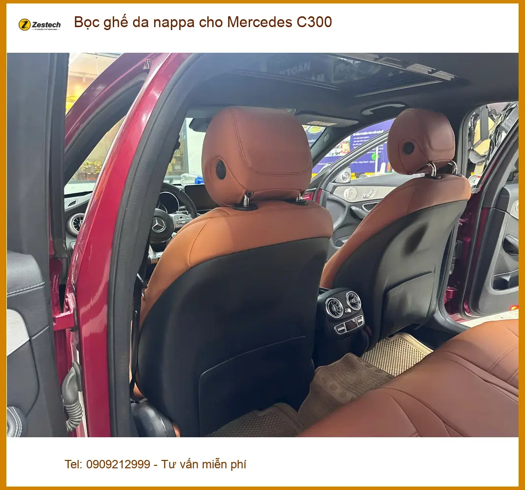 Anh Khải bọc ghế da Nappa Mercedes C300 tại Nhà Bè làm mới nội thất. ảnh thực tế 2