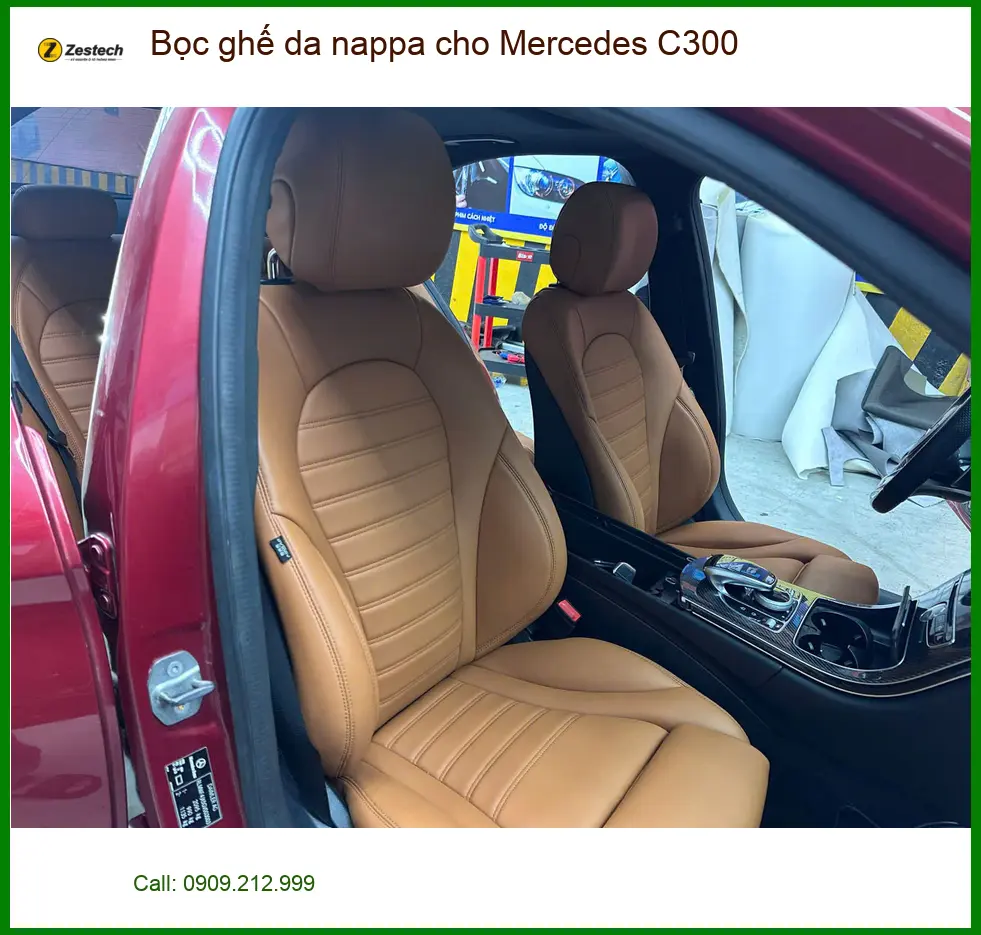 Anh Khải bọc ghế da Nappa Mercedes C300 tại Nhà Bè làm mới nội thất. ảnh thực tế 3