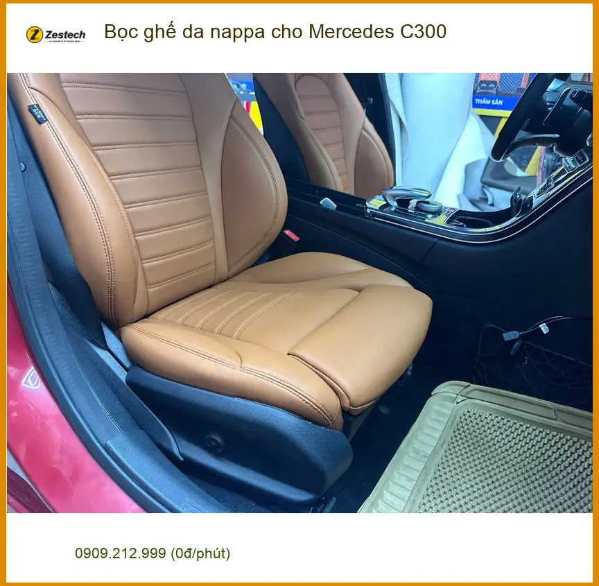 Anh Khải bọc ghế da Nappa Mercedes C300 tại Nhà Bè làm mới nội thất. ảnh thực tế 4