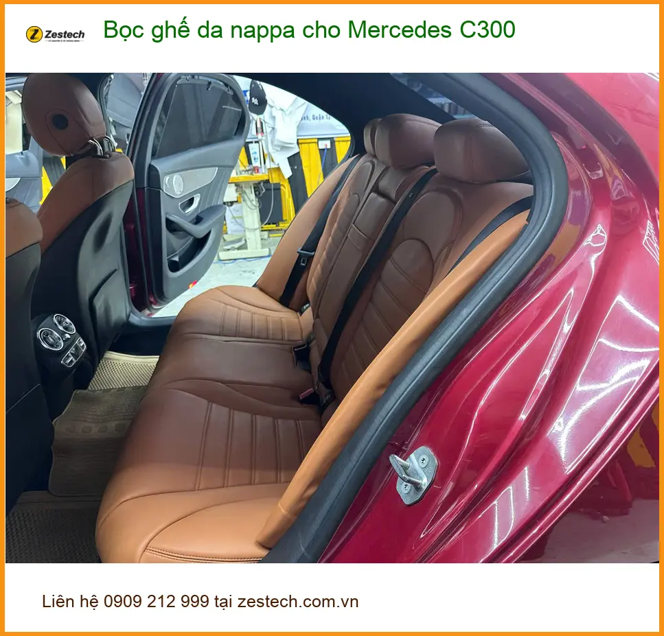 Anh Khải bọc ghế da Nappa Mercedes C300 tại Nhà Bè làm mới nội thất. ảnh thực tế 5