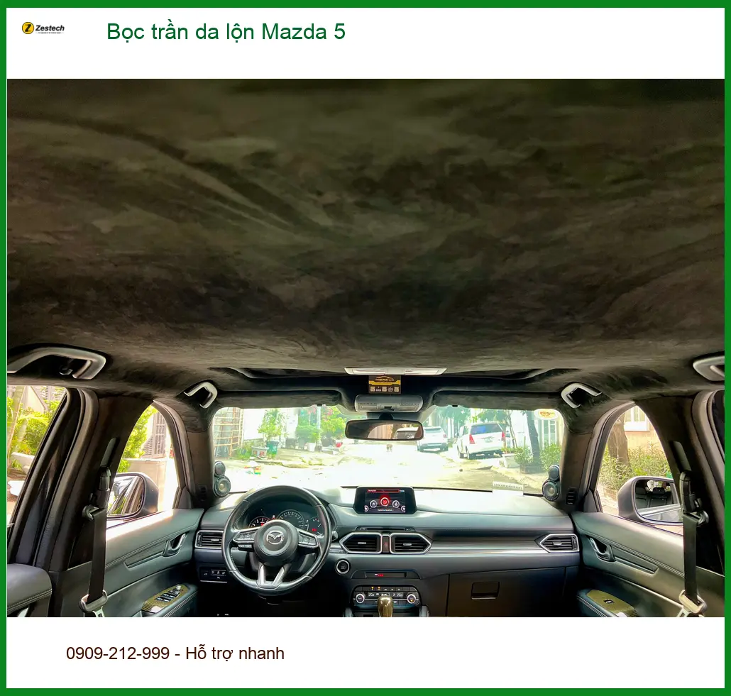 Anh Dũng bọc trần da lộn Mazda 5 tại Quận 7 để nội thất xe thêm phần đẳng cấp