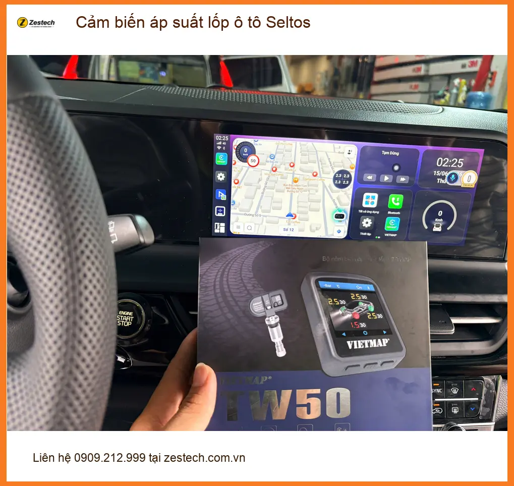 Anh Minh Khôi lắp cảm biến áp suất lốp Seltos ở Quận 9 để an tâm lái xe
