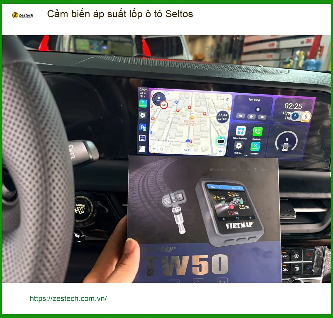 Anh Quân lắp Cảm biến áp suất lốp ô tô Seltos tại Quận 5 để an tâm lái xe