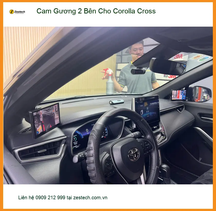 Cô Hà lắp cam gương 2 bên cho Corolla Cross tại Hóc Môn vì hay đi đường đông ảnh thực tế 4