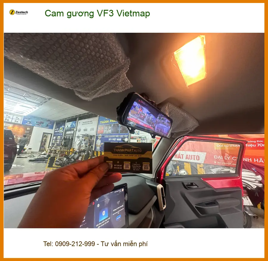 Chị Thu lắp Cam gương Vietmap cho VinFast VF3 tại Hóc Môn để ghi lại hành trình rõ nét ảnh thực tế 2