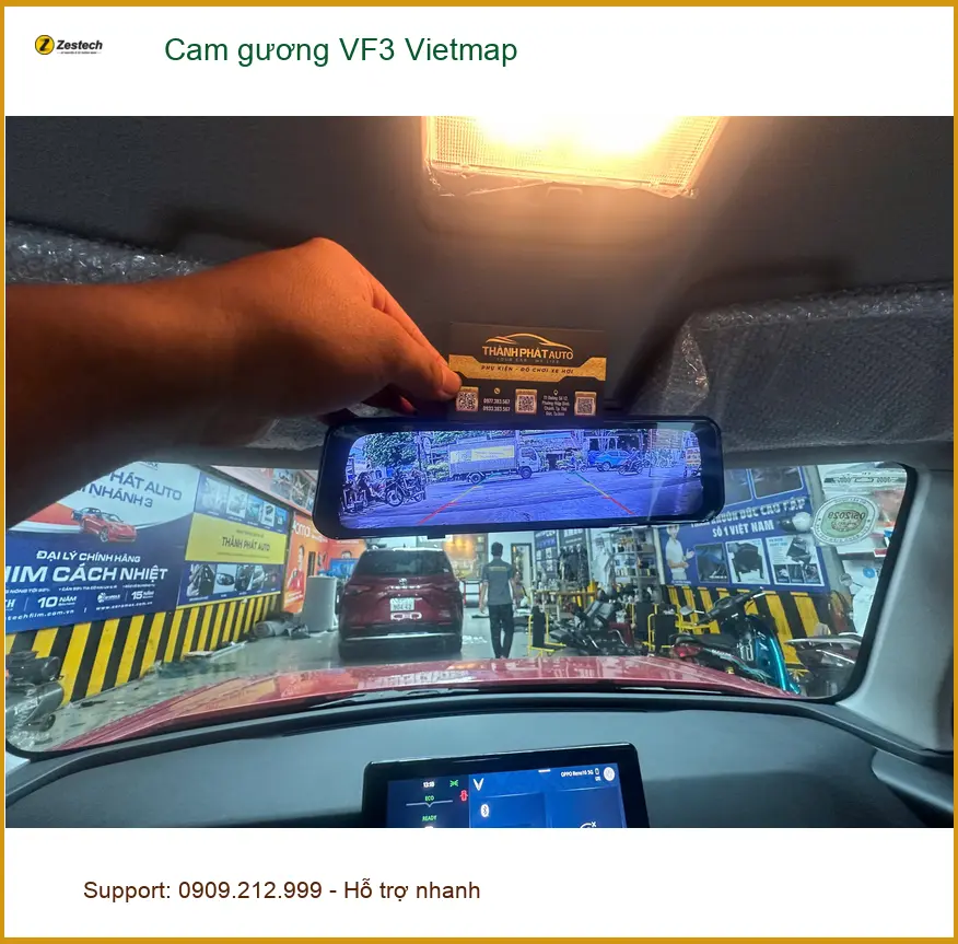 Chị Thu lắp Cam gương Vietmap cho VinFast VF3 tại Hóc Môn để ghi lại hành trình rõ nét ảnh thực tế 3