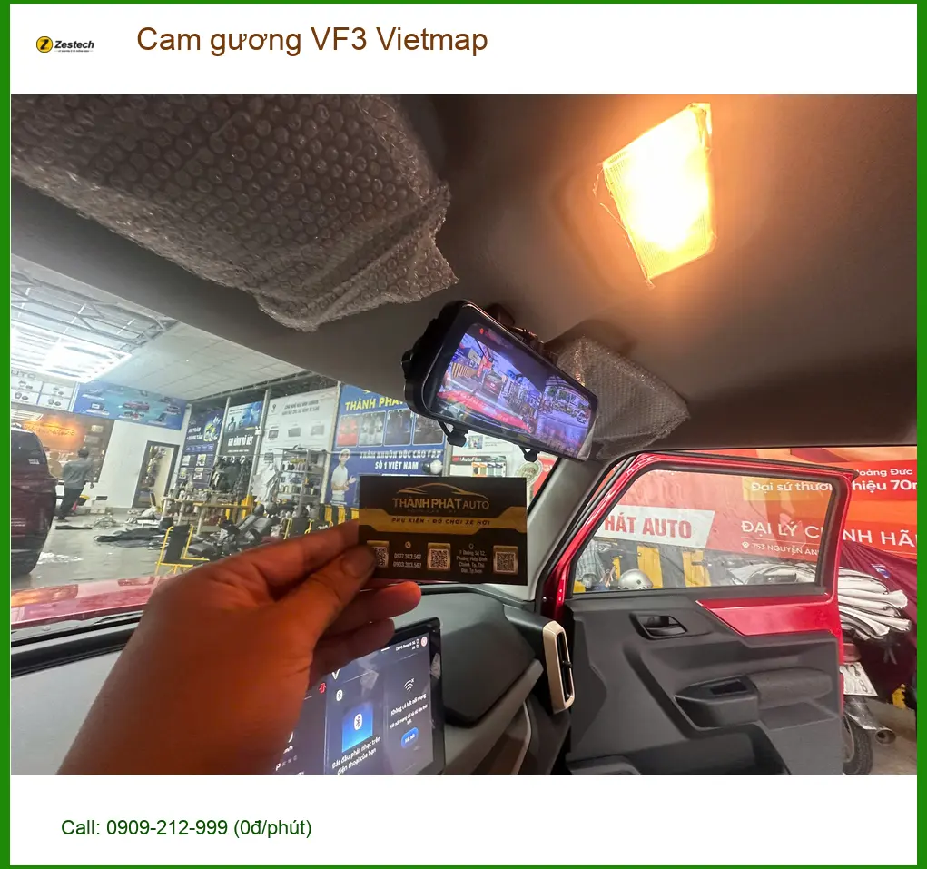 Anh Thành lắp cam gương Vietmap cho VinFast VF3 tại Quận 12 để an tâm lái xe