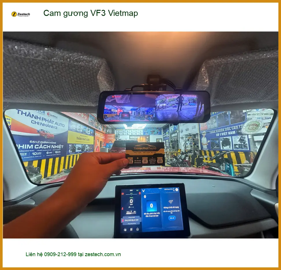 Anh Thành lắp cam gương Vietmap cho VinFast VF3 tại Quận 12 để an tâm lái xe ảnh thực tế 4