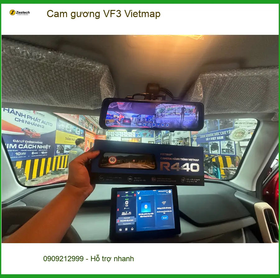 Chị Thảo lắp cam gương Vietmap cho VinFast VF3 tại Quận Tân Phú để lùi xe an toàn ảnh thực tế 2
