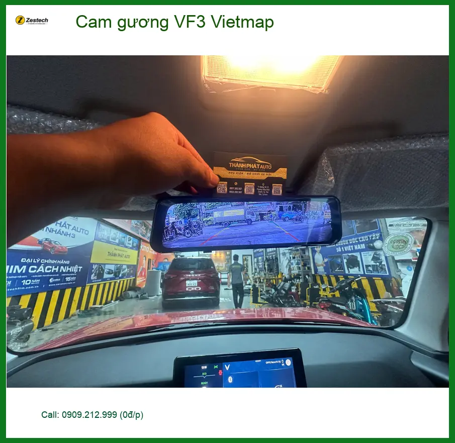 Chị Thảo lắp cam gương Vietmap cho VinFast VF3 tại Quận Tân Phú để lùi xe an toàn ảnh thực tế 3