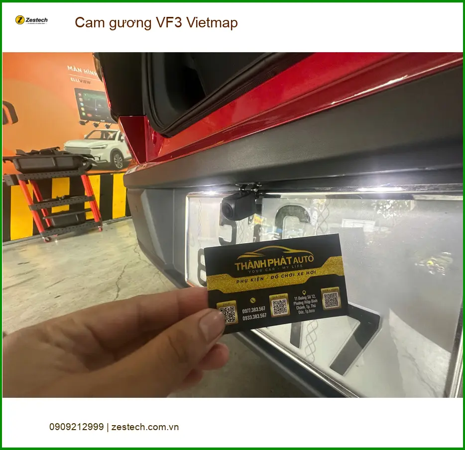 Chị Thảo lắp cam gương Vietmap cho VinFast VF3 tại Quận Tân Phú để lùi xe an toàn ảnh thực tế 4