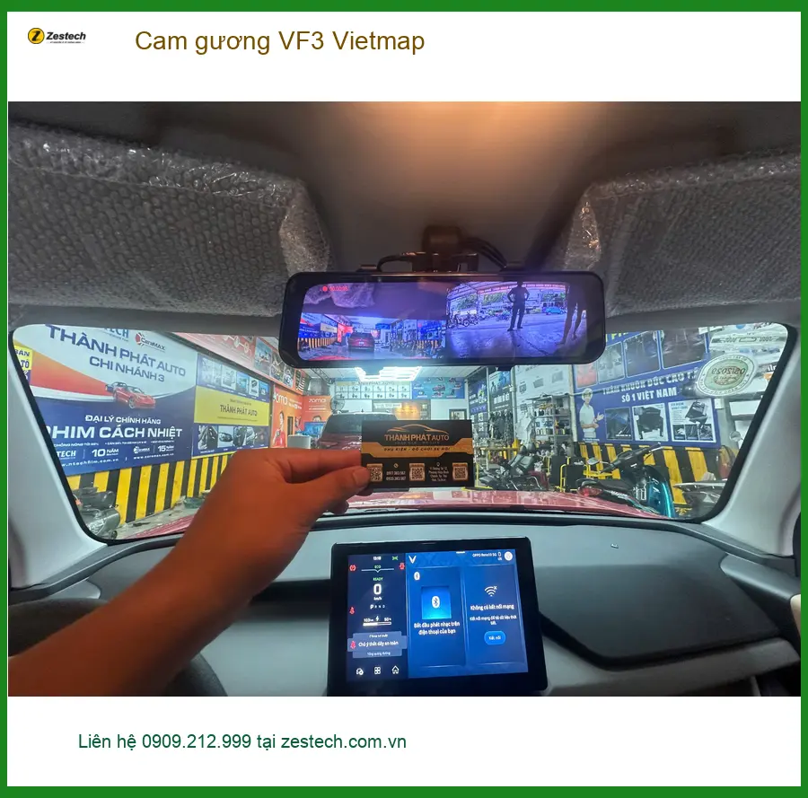 Chị Thảo lắp cam gương Vietmap cho VinFast VF3 tại Quận Tân Phú để lùi xe an toàn ảnh thực tế 5