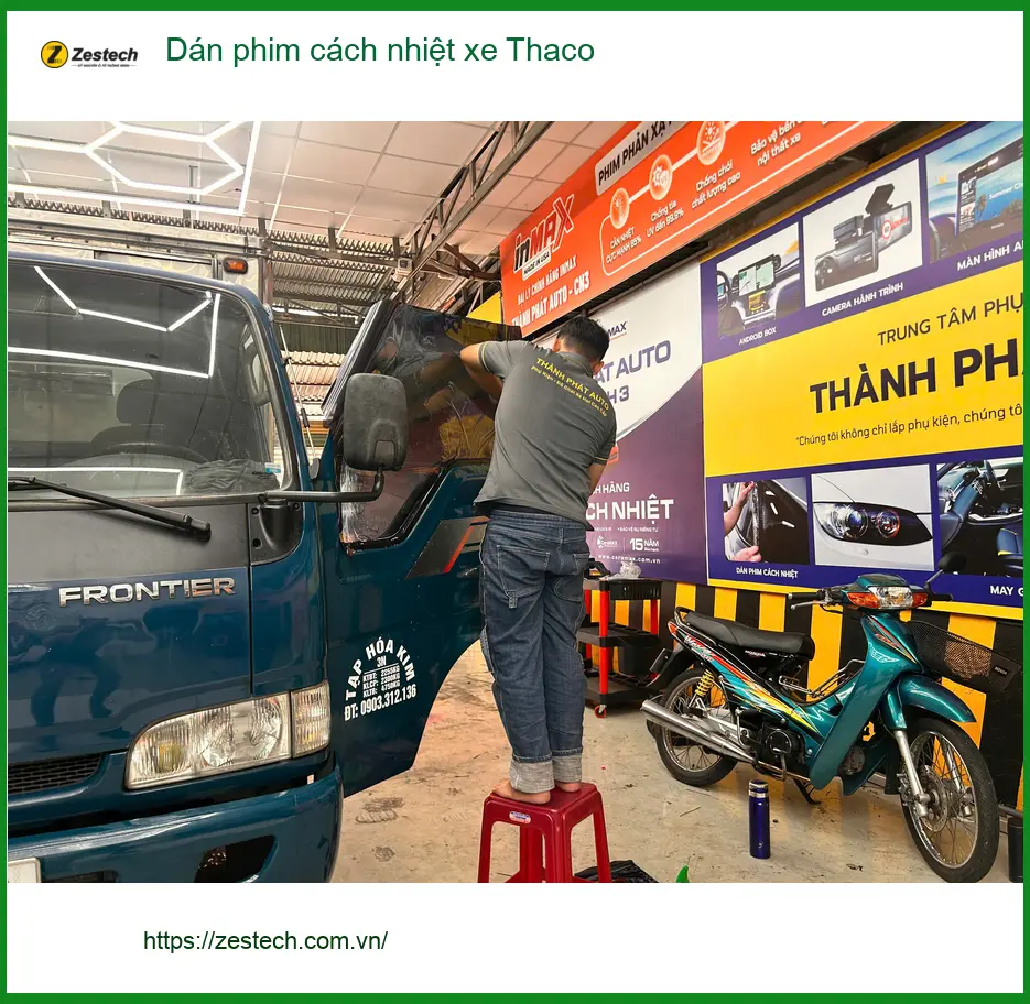 Chị An dán phim cách nhiệt xe Thaco Frontier tại Quận 9 đón hè oi bức ảnh thực tế 2