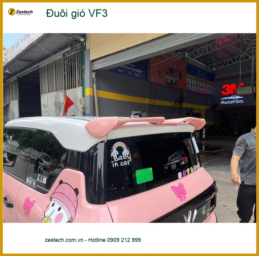 Dịch vụ lắp đuôi gió VF3 chính hãng cho Chị Bích tại Quận 6 để xe thêm thể thao