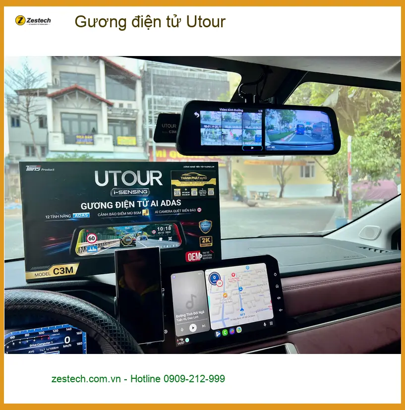 Anh Minh lắp Gương điện tử Utour Toyota Vios tại Quận 6 cải thiện tầm nhìn ảnh thực tế 4