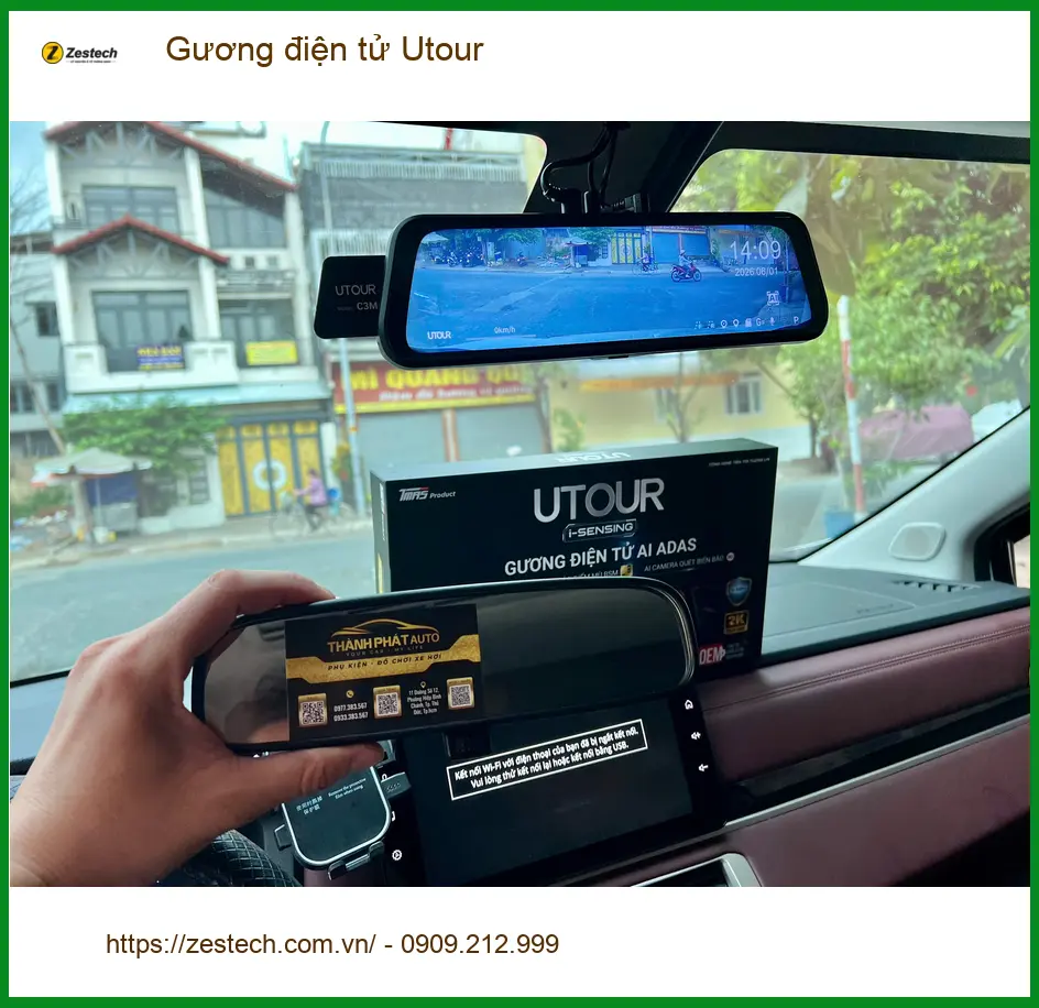 Chị Hương Giang lắp Gương điện tử Utour cho Honda HR-V tại Quận 4 để quan sát an toàn hơn ảnh thực tế 5