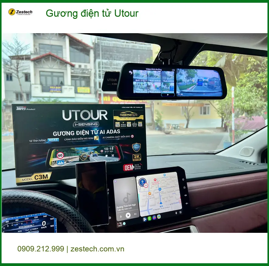 Anh Tùng gắn Gương điện tử Utour cho Honda CRV tại Quận 2, lùi xe an toàn. ảnh thực tế 3