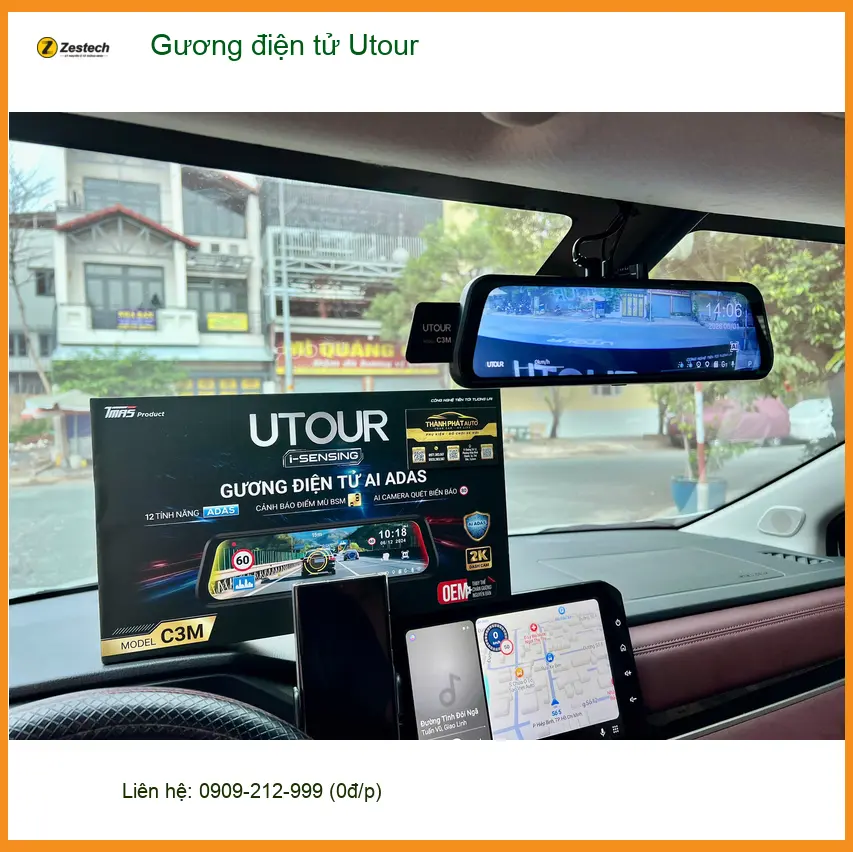 Chị Thanh lắp Gương điện tử Utour cho Kia Carnival tại Quận 9 để quan sát dễ hơn khi lùi xe