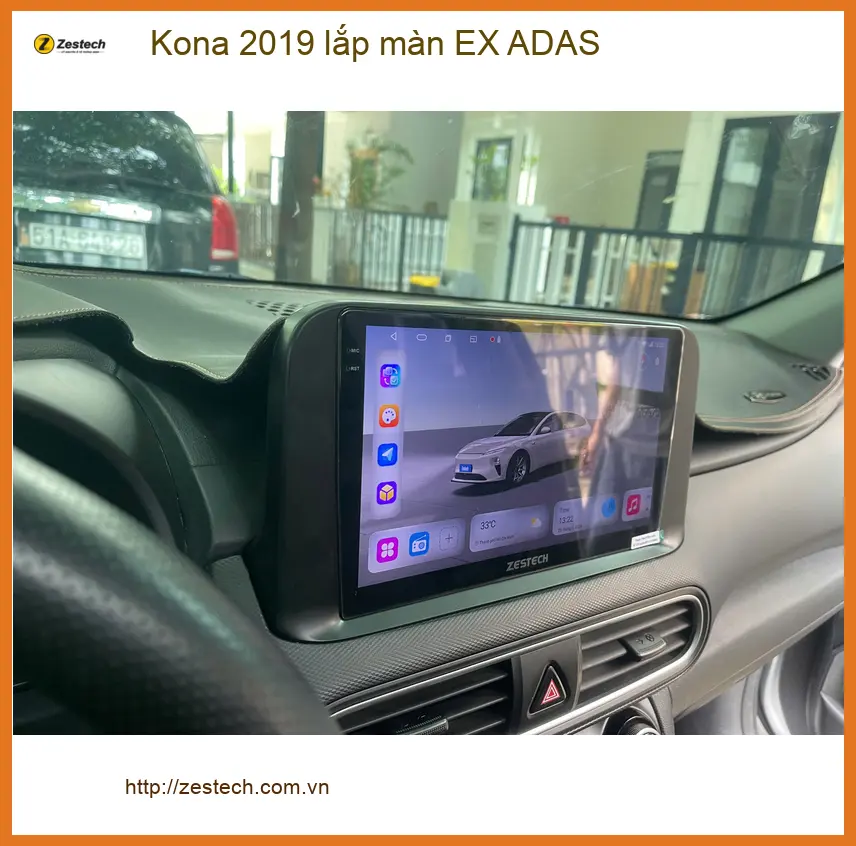 Anh Khải lắp màn hình EX ADAS cho Kona 2019 tại Quận Bình Tân để lái xe an toàn hơn ảnh thực tế 2