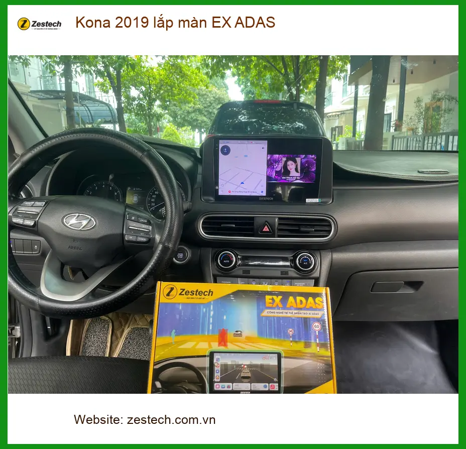 Chú Kiệt lắp màn hình EX ADAS cho Kona 2019 tại Quận 6 tăng tiện ích lái xe