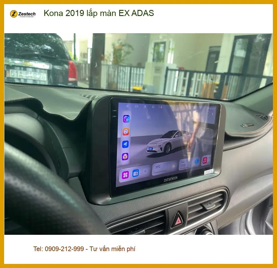 Chú Kiệt lắp màn hình EX ADAS cho Kona 2019 tại Quận 6 tăng tiện ích lái xe ảnh thực tế 2