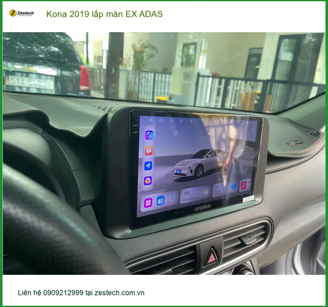 Chú Tấn lắp màn EX ADAS cho Kona 2019 ở Hóc Môn vì muốn có thêm tính năng hỗ trợ lái xe ảnh thực tế 2