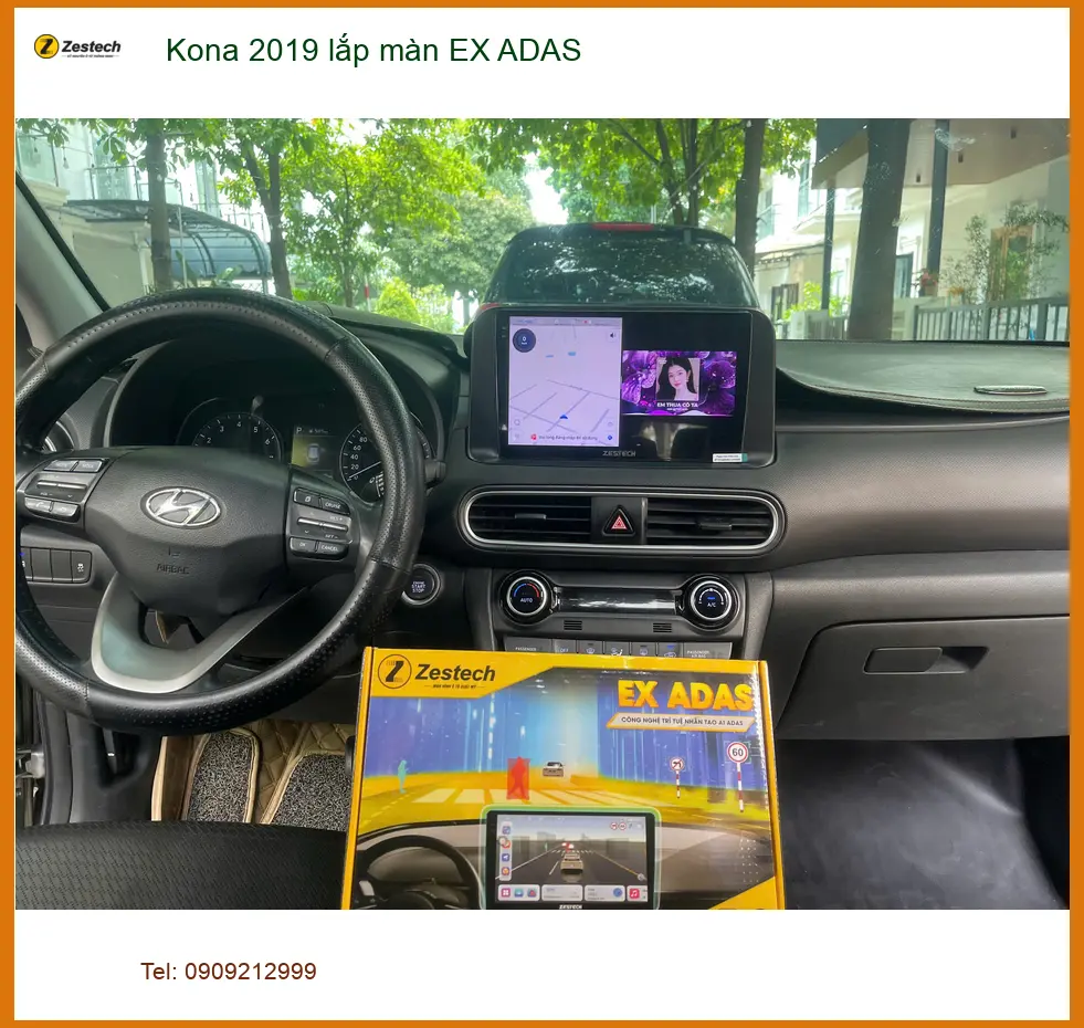 Chú Tấn lắp màn EX ADAS cho Kona 2019 ở Hóc Môn vì muốn có thêm tính năng hỗ trợ lái xe ảnh thực tế 3