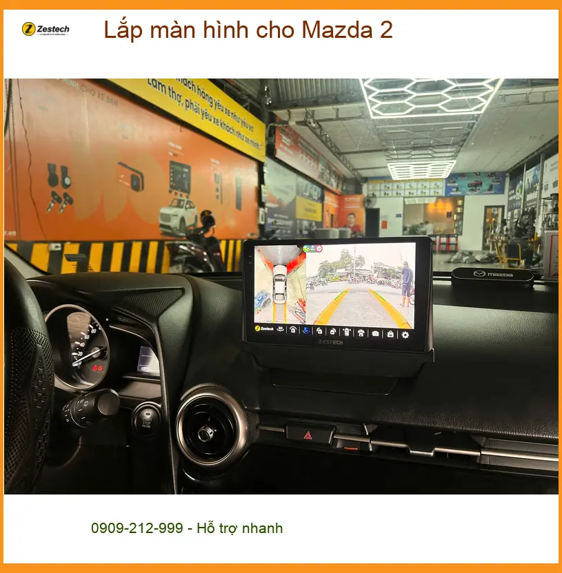 Anh Minh lắp màn hình cho Mazda 2 tại Bình Chánh để tiện xem bản đồ và giải trí trên đường