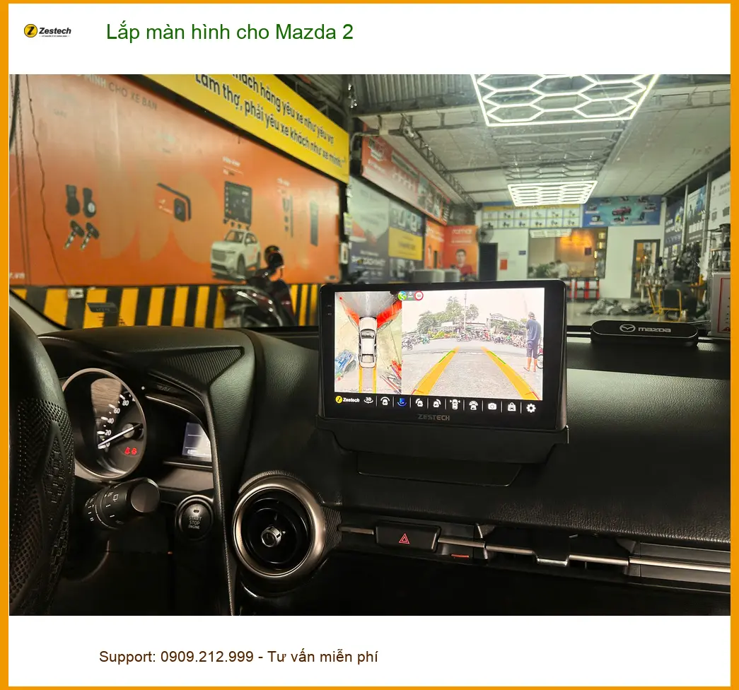 Chị Quỳnh lắp màn hình cho Mazda 2 tại Thủ Đức vì muốn trải nghiệm tính năng giải trí đa dạng