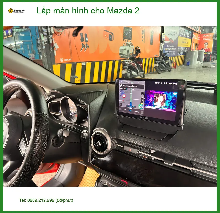 Chị Quỳnh lắp màn hình cho Mazda 2 tại Thủ Đức vì muốn trải nghiệm tính năng giải trí đa dạng ảnh thực tế 3