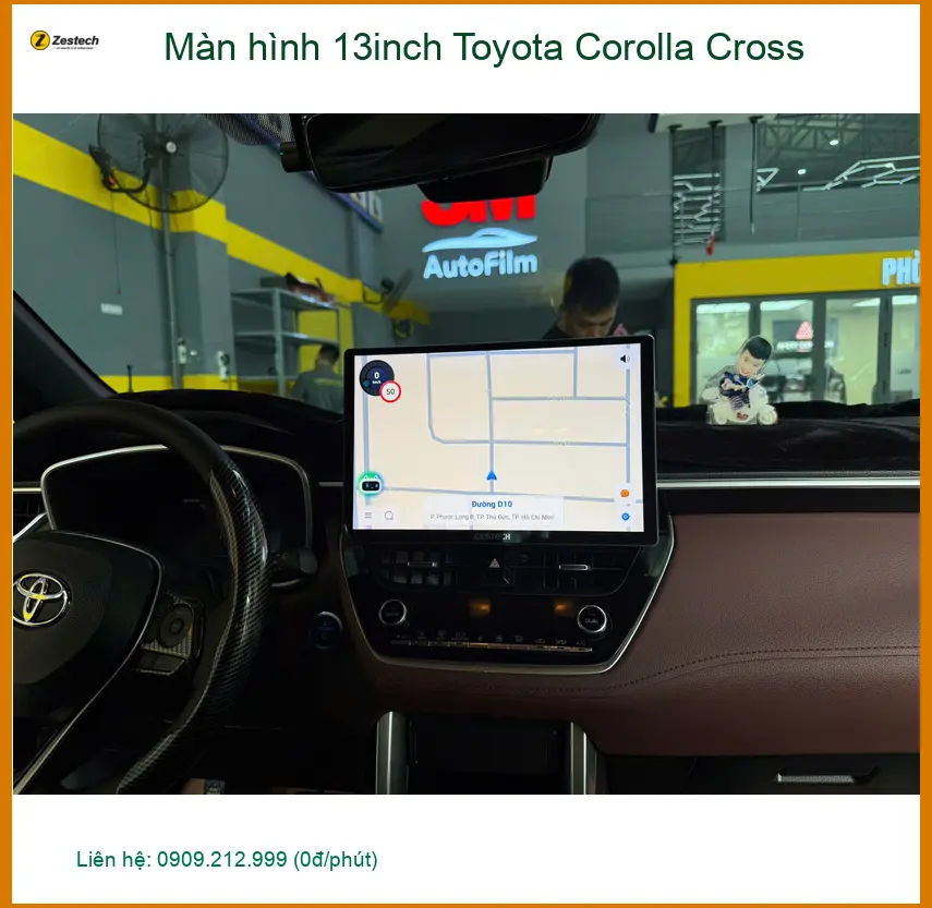 Cô Bình gắn màn hình 13inch Toyota Corolla Cross Quận 2 giải quyết nỗi lo con quấy khóc trên xe ảnh thực tế 4