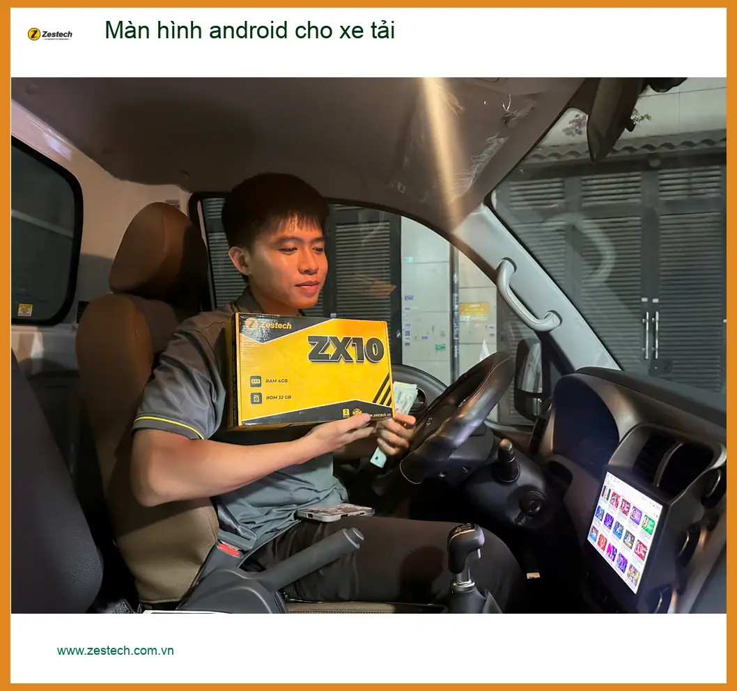 Anh Duy lắp màn hình Android cho xe tải Hino 300 ở Quận 12 để lái xe tiện lợi ảnh thực tế 3