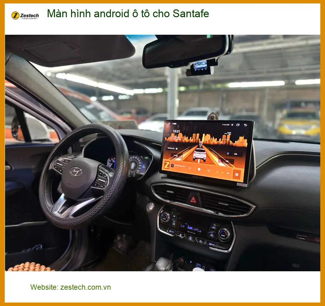 Chị Mai Hương lắp màn hình Android ô tô cho Santafe tại Quận 2 ảnh thực tế 2