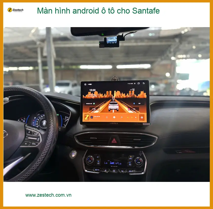 Anh Quang lắp màn hình Android ô tô cho Santafe tại Hóc Môn để giải trí trên xe