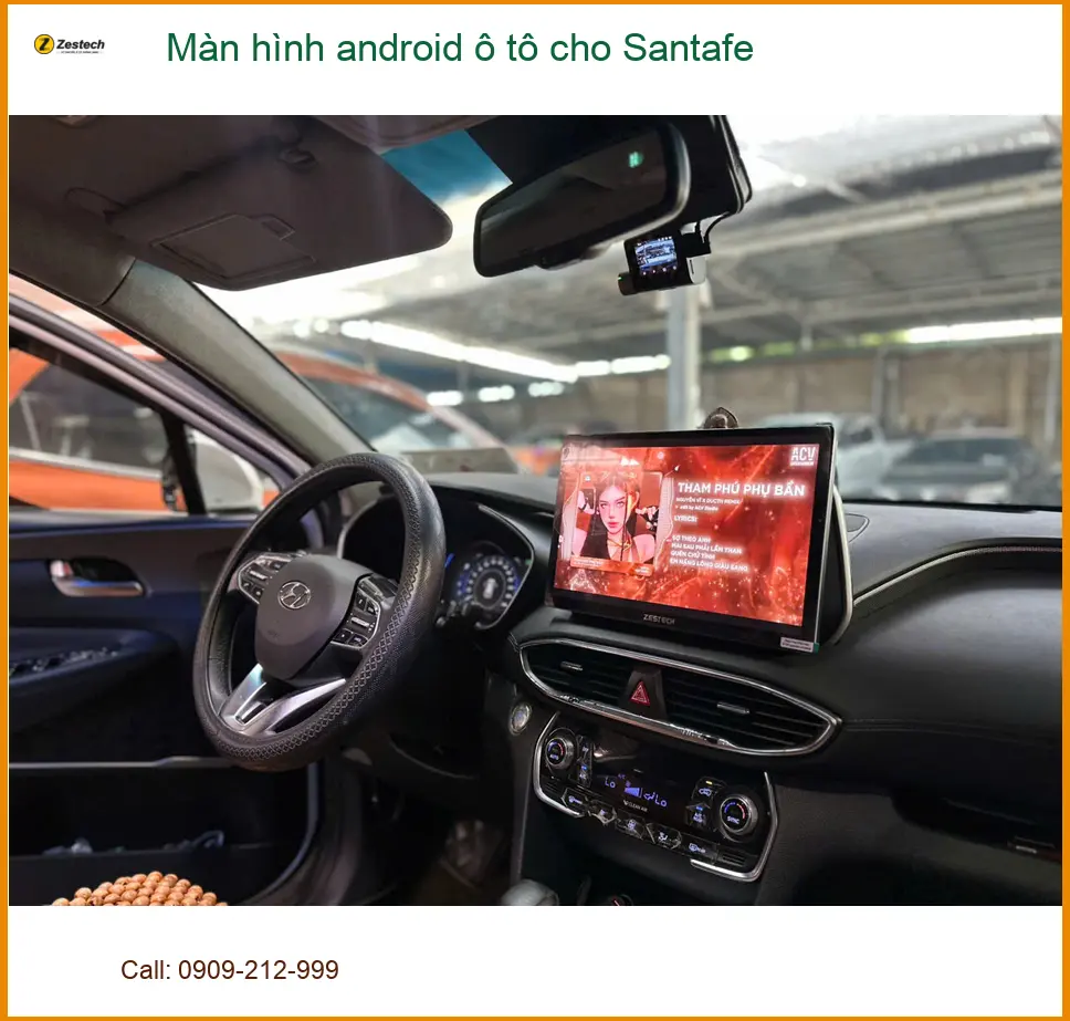Anh Quang lắp màn hình Android ô tô cho Santafe tại Hóc Môn để giải trí trên xe ảnh thực tế 2