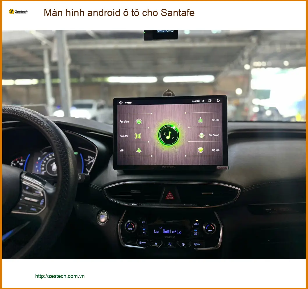 Anh Quang lắp màn hình Android ô tô cho Santafe tại Hóc Môn để giải trí trên xe ảnh thực tế 3