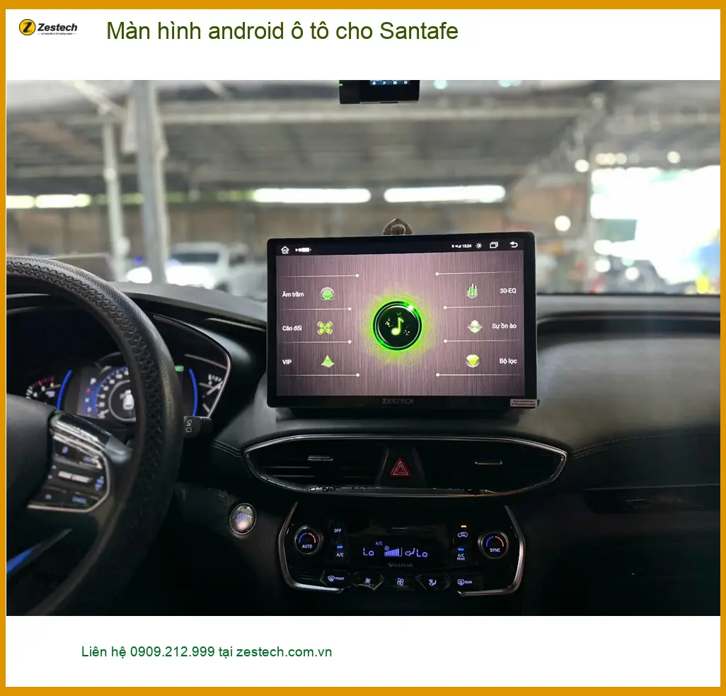 Chú Minh lắp màn hình android ô tô cho Santafe tại Cần Giờ để đi công tác