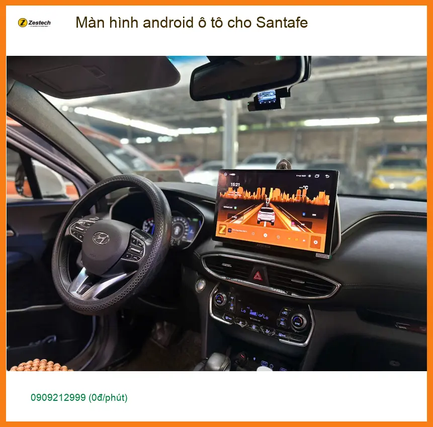 Chú Hùng lắp màn hình Android ô tô cho Santa Fe tại Quận 11 để tiện ích hơn. ảnh thực tế 4