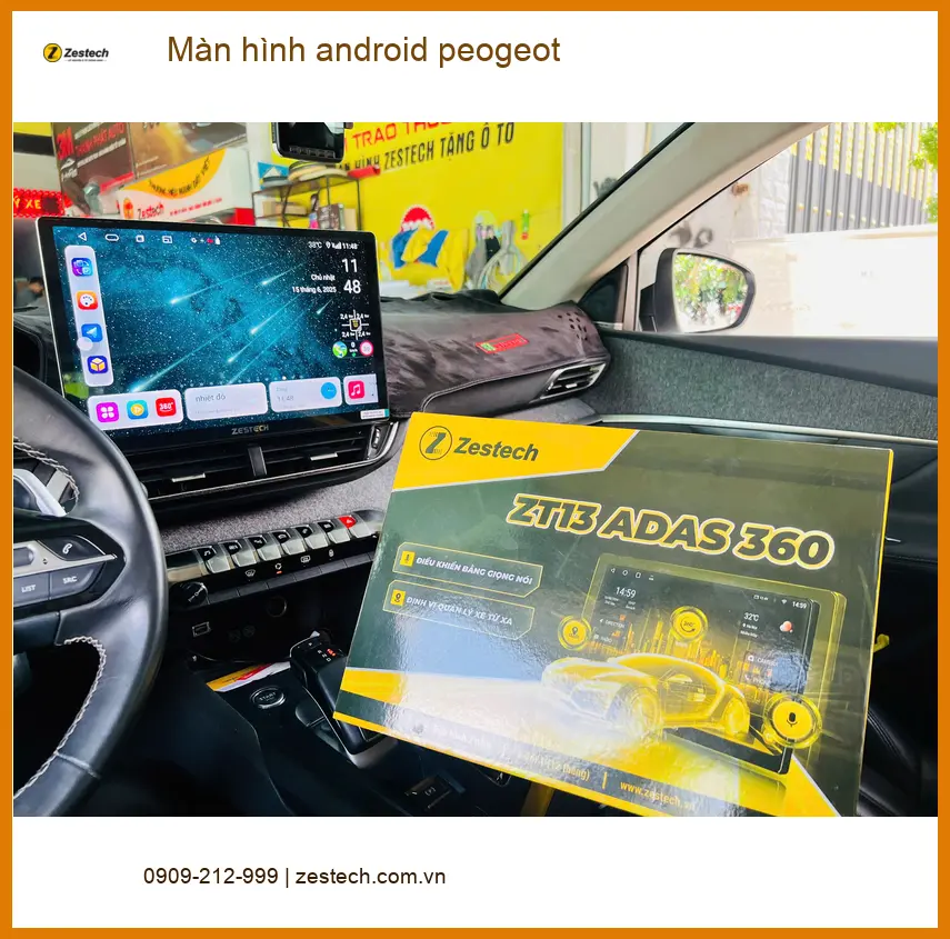 Anh Minh lắp màn hình Android Peugeot 3008 tại Nhà Bè vì màn zin cũ ảnh thực tế 4