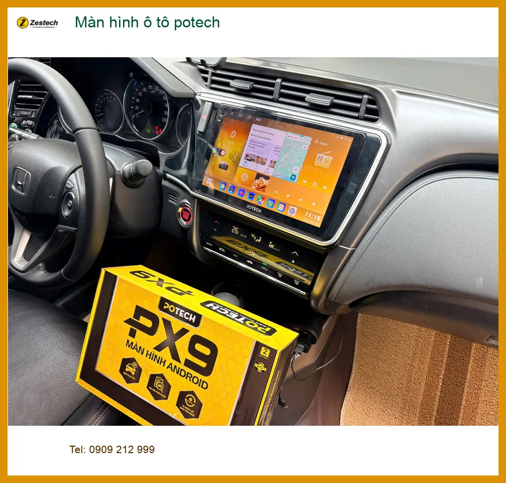 Anh Kiên lắp màn hình ô tô Potech cho Hyundai Santa Fe tại Bình Chánh