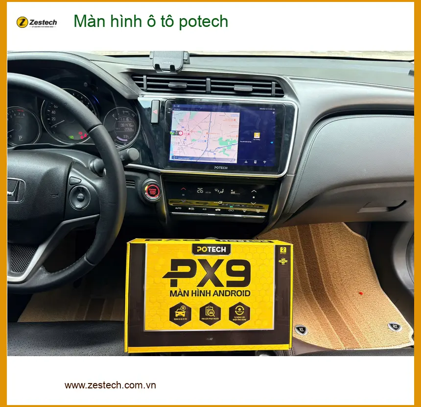Anh Kiên lắp màn hình ô tô Potech cho Hyundai Santa Fe tại Bình Chánh ảnh thực tế 2