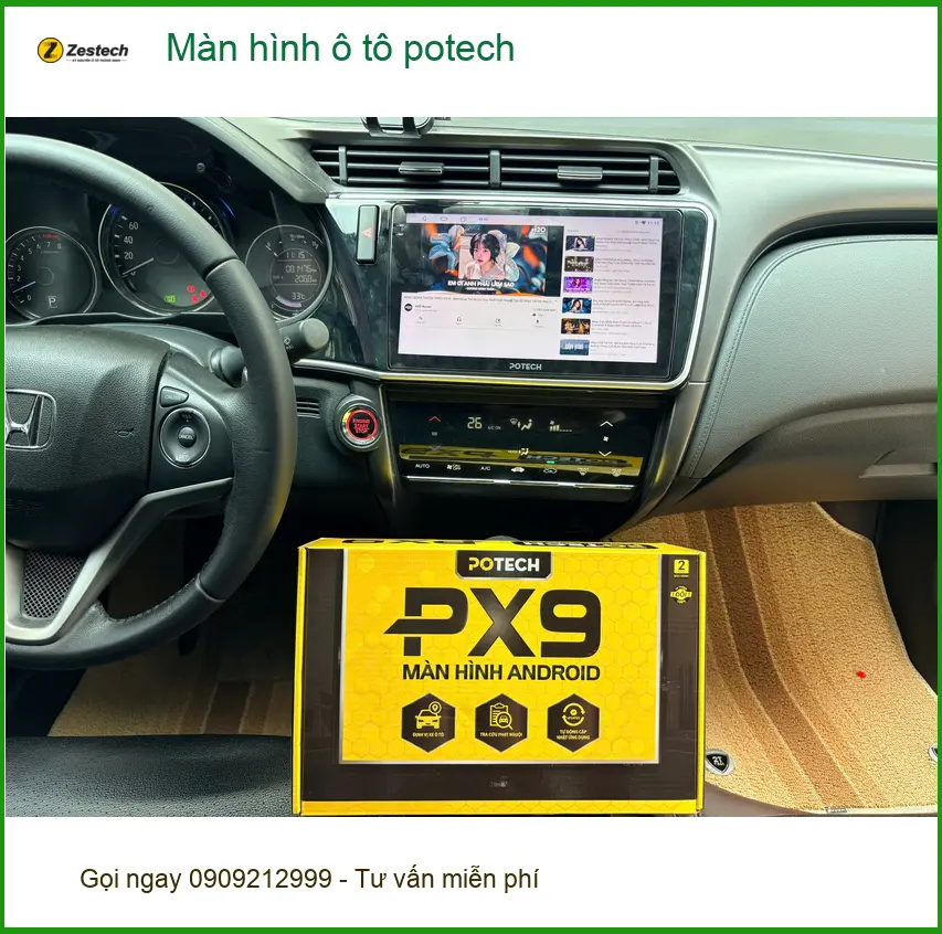 Anh Kiên lắp màn hình ô tô Potech cho Hyundai Santa Fe tại Bình Chánh ảnh thực tế 3