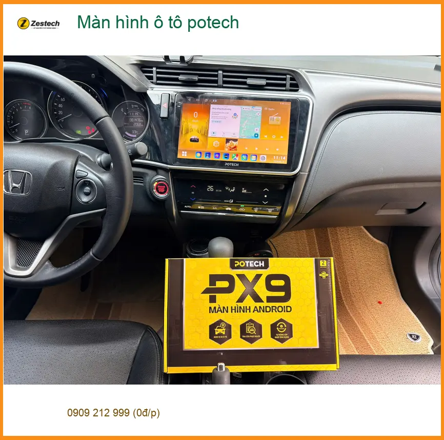 Anh Kiên lắp màn hình ô tô Potech cho Hyundai Santa Fe tại Bình Chánh ảnh thực tế 4