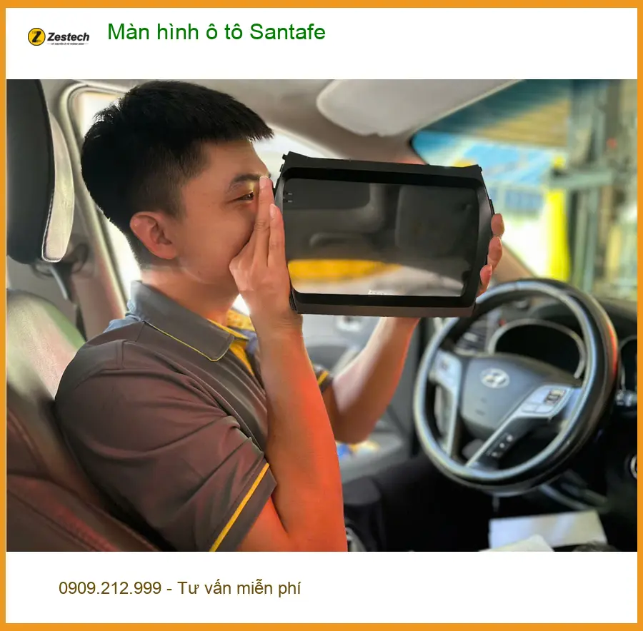 Anh Khang lắp màn hình ô tô cho Santafe tại Hóc Môn để nâng tầm trải nghiệm lái xe ảnh thực tế 3
