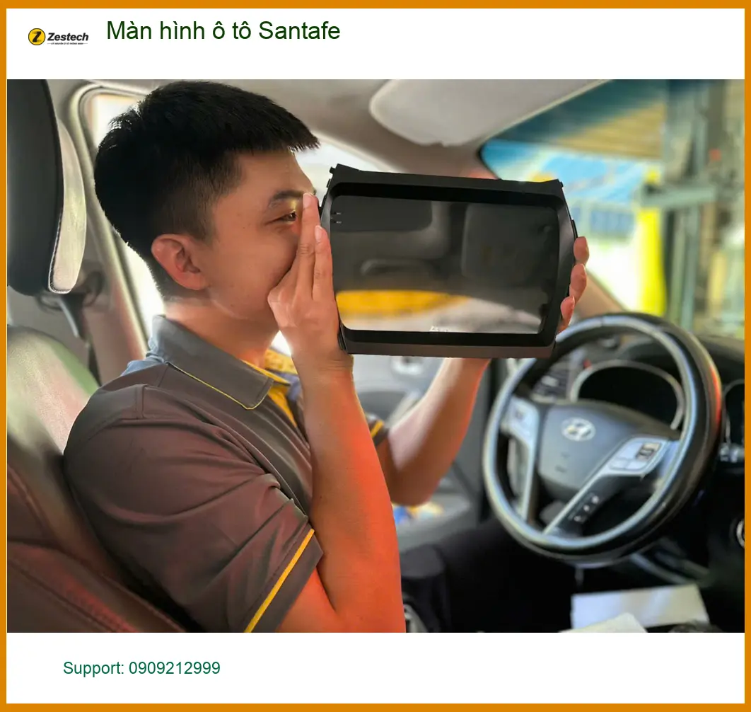 Anh Duy lắp màn hình ô tô Santafe tại Củ Chi để lái xe an toàn hơn ảnh thực tế 3