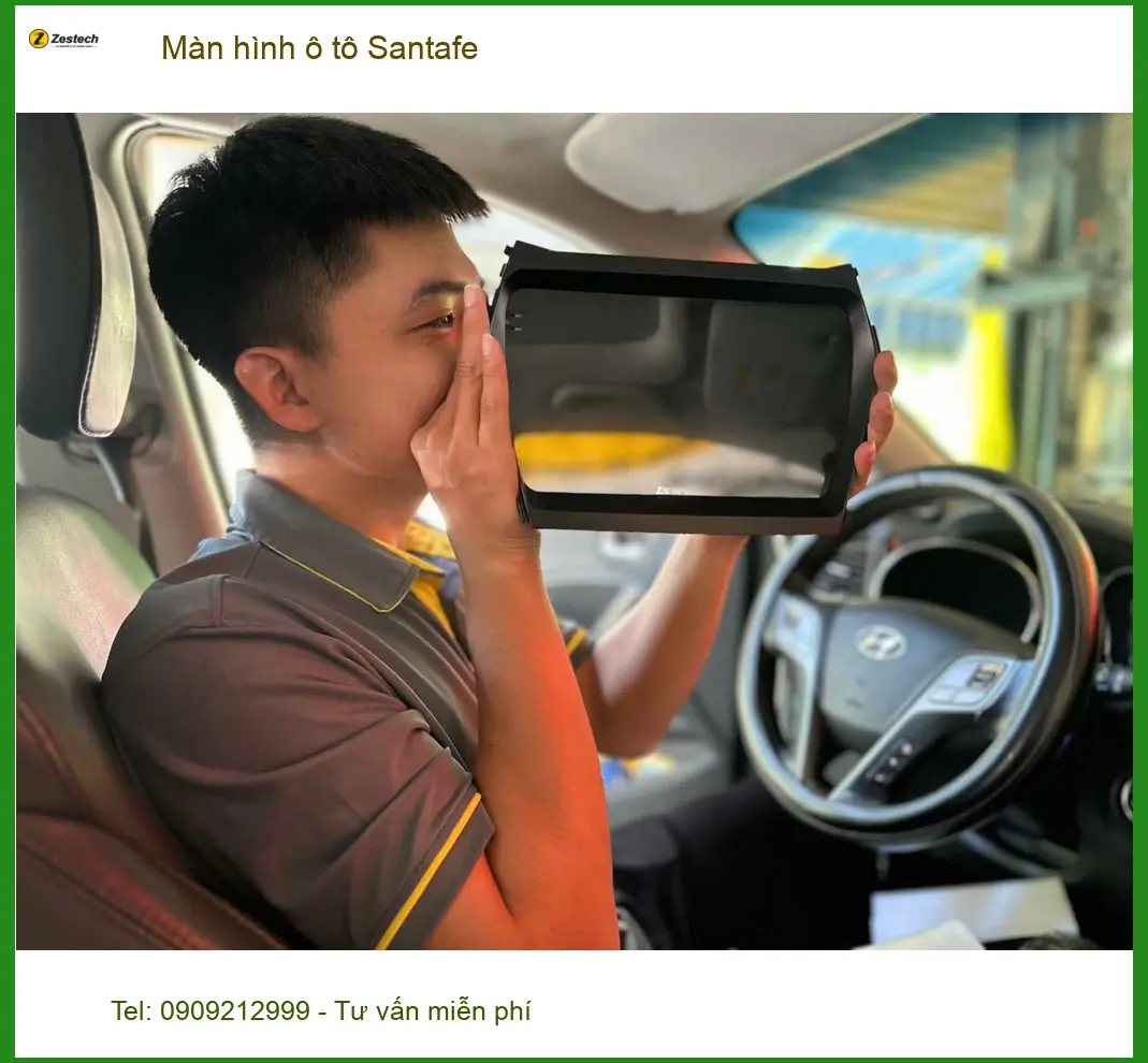 Anh Minh nâng cấp màn hình ô tô Hyundai Santafe tại Nhà Bè để trải nghiệm tính năng mới ảnh thực tế 2