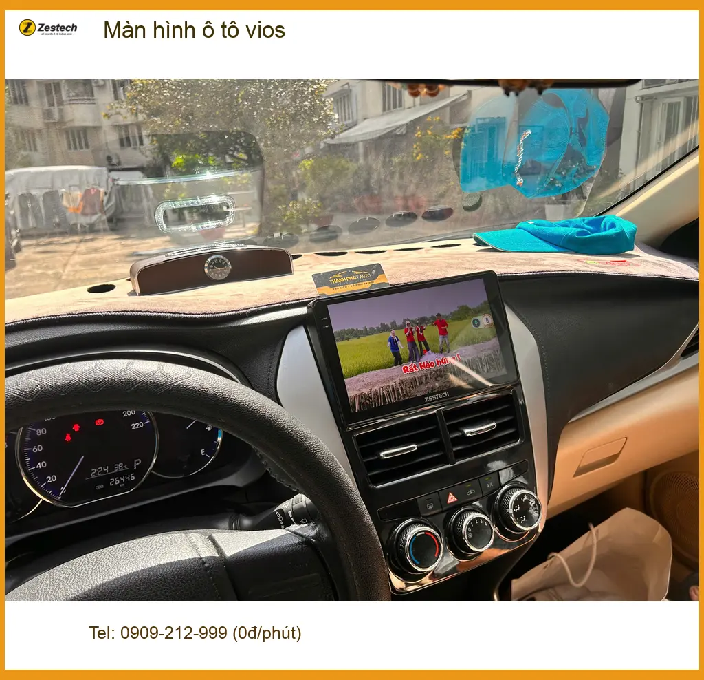 Anh Khải lắp màn hình ô tô Vios tại Quận 3 vì màn zin không camera lùi ảnh thực tế 2