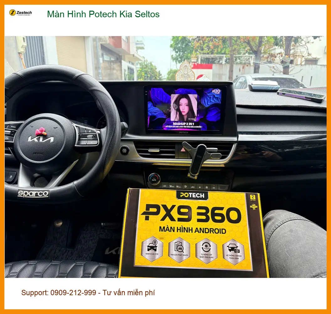 Anh Nam nâng cấp màn hình Potech Kia Seltos tại Quận 7, thay màn zin cũ ảnh thực tế 4